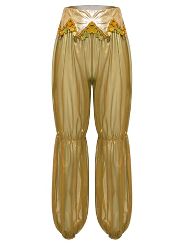 iEFiEL Damen Arabische Prinzessin Hosen Lange Bauchtanz Hose Mit Goldbesatz Pailletten Durchsichtige Mesh Pants Haremshose Halloween Karnevalskostüm Gold XXL iEFiEL Damen Arabische Prinzessin Hosen Lange Bauchtanz Hose Mit Goldbesatz Pailletten Durchsichtige Mesh Pants Haremshose Halloween Karnevalskostüm Gold XXL von iEFiEL