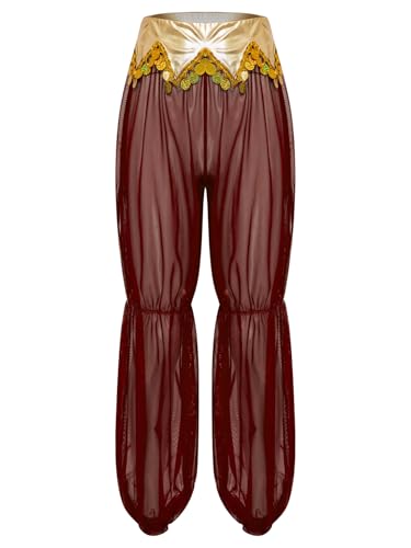 iEFiEL Damen Arabische Prinzessin Hosen Lange Bauchtanz Hose Mit Goldbesatz Pailletten Durchsichtige Mesh Pants Haremshose Halloween Karnevalskostüm Rot XL iEFiEL Damen Arabische Prinzessin Hosen Lange Bauchtanz Hose Mit Goldbesatz Pailletten Durchsichtige Mesh Pants Haremshose Halloween Karnevalskostüm Rot XL von iEFiEL