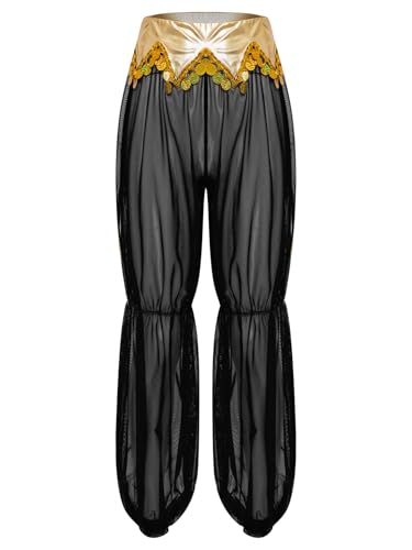 iEFiEL Damen Arabische Prinzessin Hosen Lange Bauchtanz Hose Mit Goldbesatz Pailletten Durchsichtige Mesh Pants Haremshose Halloween Karnevalskostüm Schwarzes Gold M iEFiEL Damen Arabische Prinzessin Hosen Lange Bauchtanz Hose Mit Goldbesatz Pailletten Durchsichtige Mesh Pants Haremshose Halloween Karnevalskostüm Schwarzes Gold M von iEFiEL