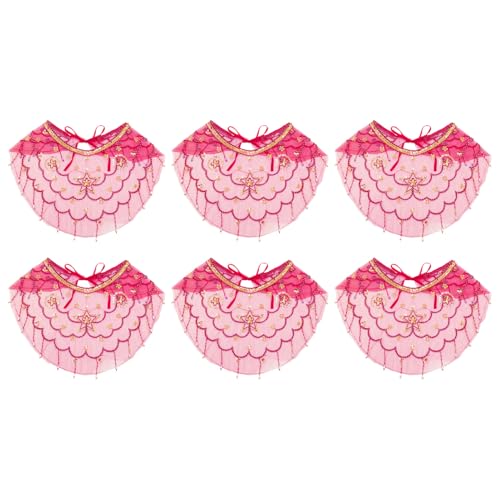 iEFiEL Damen Bauchtanz Gesichtsschleier Pailletten Mesh Schal Maskerade Maske Indianerin Bauchtanz Face Cover Fasching Karneval Hot Pink 6Pcs One Size von iEFiEL