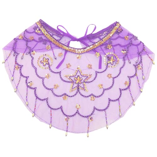 iEFiEL Damen Bauchtanz Gesichtsschleier Pailletten Mesh Schal Maskerade Maske Indianerin Bauchtanz Face Cover Fasching Karneval Lila 1Pcs One Size von iEFiEL