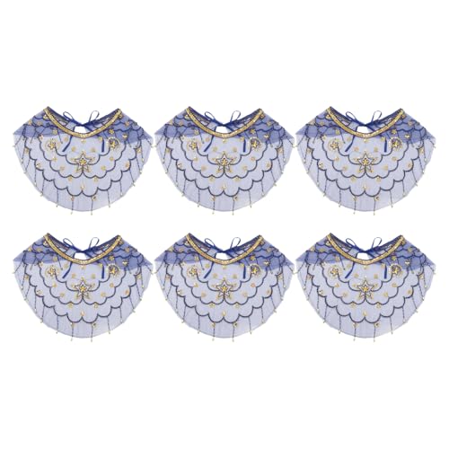 iEFiEL Damen Bauchtanz Gesichtsschleier Pailletten Mesh Schal Maskerade Maske Indianerin Bauchtanz Face Cover Fasching Karneval Navy Blue 6Pcs One Size von iEFiEL