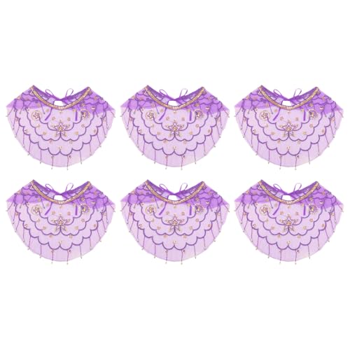 iEFiEL Damen Bauchtanz Gesichtsschleier Pailletten Mesh Schal Maskerade Maske Indianerin Bauchtanz Face Cover Fasching Karneval Purple 6Pcs One Size von iEFiEL