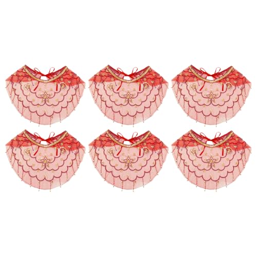 iEFiEL Damen Bauchtanz Gesichtsschleier Pailletten Mesh Schal Maskerade Maske Indianerin Bauchtanz Face Cover Fasching Karneval Red 6Pcs One Size von iEFiEL