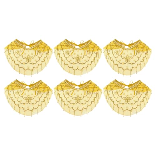 iEFiEL Damen Bauchtanz Gesichtsschleier Pailletten Mesh Schal Maskerade Maske Indianerin Bauchtanz Face Cover Fasching Karneval Yellow 6Pcs One Size von iEFiEL