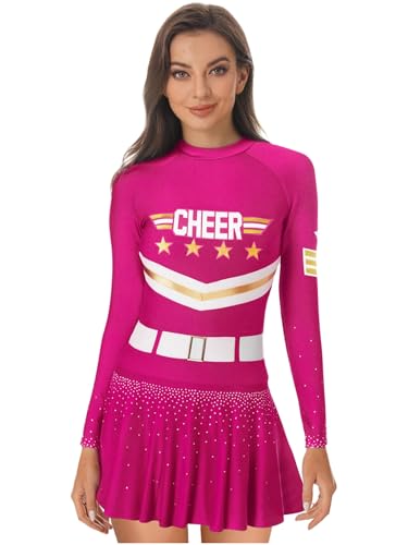 iEFiEL Damen Cheer Leader Kostüm Langarm Cheerleading Uniform Outfits Tanzkleid Halloween Cheerleading Clubwear Karneval Kostüm Hot Pink L iEFiEL Damen Cheer Leader Kostüm Langarm Cheerleading Uniform Outfits Tanzkleid Halloween Cheerleading Clubwear Karneval Kostüm Hot Pink L von iEFiEL