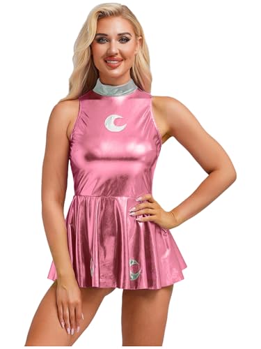 iEFiEL Damen Glitzer Metallic Kleid Holographic Minikleid Ärmellos Faltenkleid Disco Tanzkleid Partykleid Rave Outfit Nachtclubs Dancewear Rosa S iEFiEL Damen Glitzer Metallic Kleid Holographic Minikleid Ärmellos Faltenkleid Disco Tanzkleid Partykleid Rave Outfit Nachtclubs Dancewear Rosa S von iEFiEL