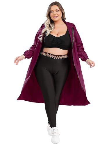 iEFiEL Damen Große Größen Waterproof Lightweight Hooded Jacke Apron Coverall für Arbeit Kochen Malen Karnevalskostüm Burgundy XXL iEFiEL Damen Große Größen Waterproof Lightweight Hooded Jacke Apron Coverall für Arbeit Kochen Malen Karnevalskostüm Burgundy XXL von iEFiEL