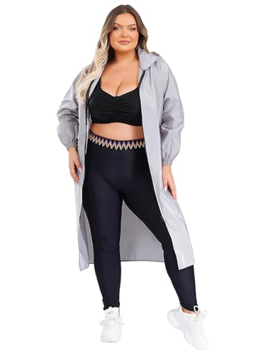 iEFiEL Damen Große Größen Waterproof Lightweight Hooded Jacke Apron Coverall für Arbeit Kochen Malen Karnevalskostüm Grau XL iEFiEL Damen Große Größen Waterproof Lightweight Hooded Jacke Apron Coverall für Arbeit Kochen Malen Karnevalskostüm Grau XL von iEFiEL