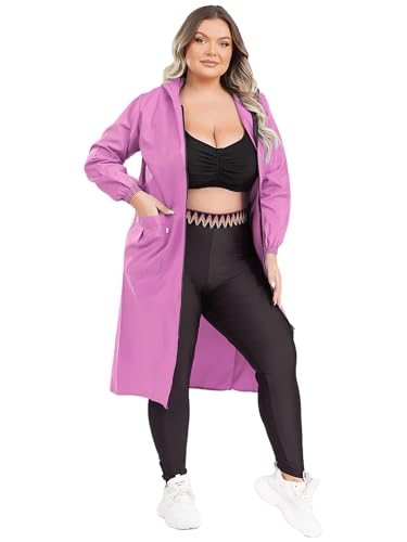 iEFiEL Damen Große Größen Waterproof Lightweight Hooded Jacke Apron Coverall für Arbeit Kochen Malen Karnevalskostüm Rosa XXL iEFiEL Damen Große Größen Waterproof Lightweight Hooded Jacke Apron Coverall für Arbeit Kochen Malen Karnevalskostüm Rosa XXL von iEFiEL