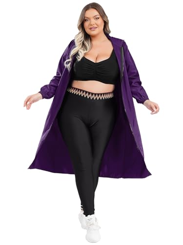 iEFiEL Damen Große Größen Waterproof Lightweight Hooded Jacke Apron Coverall für Arbeit Kochen Malen Karnevalskostüm Violett XL iEFiEL Damen Große Größen Waterproof Lightweight Hooded Jacke Apron Coverall für Arbeit Kochen Malen Karnevalskostüm Violett XL von iEFiEL