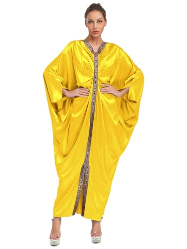 iEFiEL Damen Muslimisches Robe Lang Arabisch Dubai Kleid Kirche Langarm Robe V-ausschnitt Kleid Halloween Cosplay Outfit Fasching Kostüm Gelb XXL iEFiEL Damen Muslimisches Robe Lang Arabisch Dubai Kleid Kirche Langarm Robe V-ausschnitt Kleid Halloween Cosplay Outfit Fasching Kostüm Gelb XXL von iEFiEL