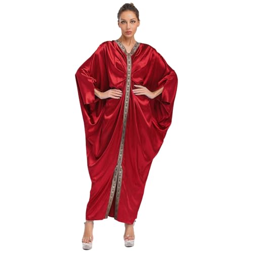 iEFiEL Damen Muslimisches Robe Lang Arabisch Dubai Kleid Kirche Langarm Robe V-ausschnitt Kleid Halloween Cosplay Outfit Fasching Kostüm Rot XL iEFiEL Damen Muslimisches Robe Lang Arabisch Dubai Kleid Kirche Langarm Robe V-ausschnitt Kleid Halloween Cosplay Outfit Fasching Kostüm Rot XL von iEFiEL