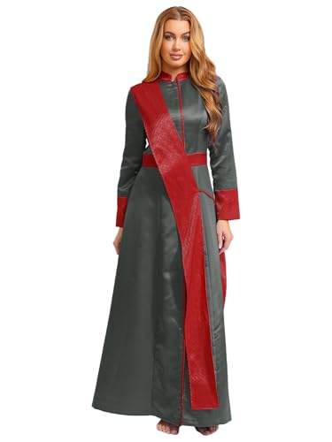 iEFiEL Damen Priester Robe Langarm Patchwork Pastor Römisch Katholische Kirche Kostüm Halloween Cosplay Minister Kostüme Fasching Kostüm Grau 3XL iEFiEL Damen Priester Robe Langarm Patchwork Pastor Römisch Katholische Kirche Kostüm Halloween Cosplay Minister Kostüme Fasching Kostüm Grau 3XL von iEFiEL
