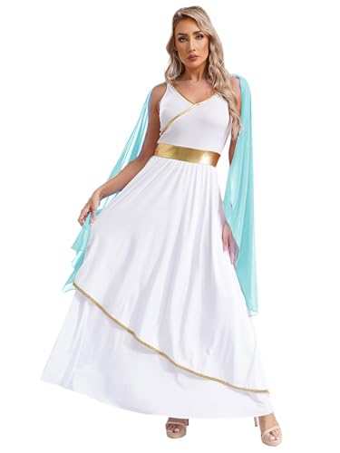 iEFiEL Damen Römische Göttin Kostüm Vintage Griechische Kleid Ärmellose Maxikleid Cosplay Königin Kostüm Halloween Partykleid Hellblau XL iEFiEL Damen Römische Göttin Kostüm Vintage Griechische Kleid Ärmellose Maxikleid Cosplay Königin Kostüm Halloween Partykleid Hellblau XL von iEFiEL