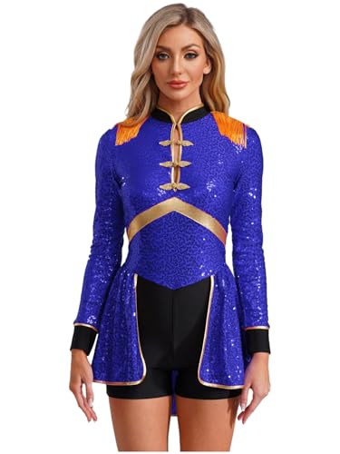 iEFiEL Damen Zirkus Kostüm Langarm Glitzer Zirkus Bodysuit mit Quasten Neckholder Zirkusdirektor Uniform Rollenspiel Cosplay Set Tanzbody FaschingKostüm Clubwear Königsblau XXL iEFiEL Damen Zirkus Kostüm Langarm Glitzer Zirkus Bodysuit mit Quasten Neckholder Zirkusdirektor Uniform Rollenspiel Cosplay Set Tanzbody FaschingKostüm Clubwear Königsblau XXL von iEFiEL