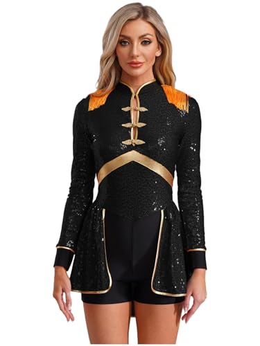 iEFiEL Damen Zirkus Kostüm Langarm Glitzer Zirkus Bodysuit mit Quasten Neckholder Zirkusdirektor Uniform Rollenspiel Cosplay Set Tanzbody FaschingKostüm Clubwear Schwarz M iEFiEL Damen Zirkus Kostüm Langarm Glitzer Zirkus Bodysuit mit Quasten Neckholder Zirkusdirektor Uniform Rollenspiel Cosplay Set Tanzbody FaschingKostüm Clubwear Schwarz M von iEFiEL