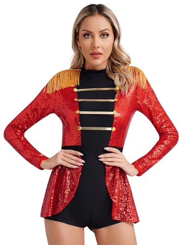 iEFiEL Damen Zirkus Kostüm Zirkusdirektor Kleidung Langarm Jumpsuit Halloween Kostüm Cosplay Karneval Glitzer Body Einteiler Bodysuit X Rot Glitzer 3XL iEFiEL Damen Zirkus Kostüm Zirkusdirektor Kleidung Langarm Jumpsuit Halloween Kostüm Cosplay Karneval Glitzer Body Einteiler Bodysuit X Rot Glitzer 3XL von iEFiEL