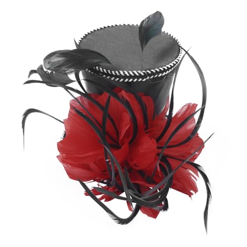 iEFiEL Feder Zylinder mit Clip Zauberhut für Damen Mini Hochzeitshut Maskerade Partyhut Kopfbedeckung Fasching Karneval Haar Accessoire Schwarz Rot One Size iEFiEL Feder Zylinder mit Clip Zauberhut für Damen Mini Hochzeitshut Maskerade Partyhut Kopfbedeckung Fasching Karneval Haar Accessoire Schwarz Rot One Size von iEFiEL