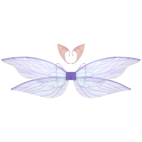 iEFiEL Glitzerige Durchsichtige Libellenflügel Mit Elfenohren Für Eine Halloweenparty Lila Einheitsgröße iEFiEL Glitzerige Durchsichtige Libellenflügel Mit Elfenohren Für Eine Halloweenparty Lila Einheitsgröße von iEFiEL