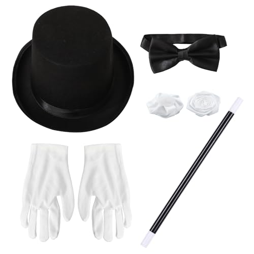 iEFiEL Halloween Magier Kostüm Zubehör Zauberstab Zylinder Hut Ribbon Rosen Handschuhe Fliege Zaubertricks Set Karneval Party Weihnachten Cosplay Typ B One Size iEFiEL Halloween Magier Kostüm Zubehör Zauberstab Zylinder Hut Ribbon Rosen Handschuhe Fliege Zaubertricks Set Karneval Party Weihnachten Cosplay Typ B One Size von iEFiEL