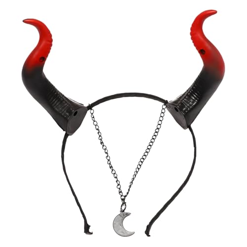 iEFiEL Halloween Teufel Hörner Stirnband mit Mondanhänger Dämon Horn Haarband Gothic Böse Hörner Haar Hoop Devil Kopfbedeckung Cosplay Fasching Maskerade Schwarz One Size iEFiEL Halloween Teufel Hörner Stirnband mit Mondanhänger Dämon Horn Haarband Gothic Böse Hörner Haar Hoop Devil Kopfbedeckung Cosplay Fasching Maskerade Schwarz One Size von iEFiEL