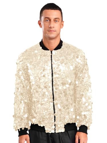 iEFiEL Herren Glitzer Pailletten Jacke Bomberjacke Reißverschluß Baseball Jacke Hip Hop Sweatjacke Langarm Sportanzug Nachtclubs Gold 3XL iEFiEL Herren Glitzer Pailletten Jacke Bomberjacke Reißverschluß Baseball Jacke Hip Hop Sweatjacke Langarm Sportanzug Nachtclubs Gold 3XL von iEFiEL