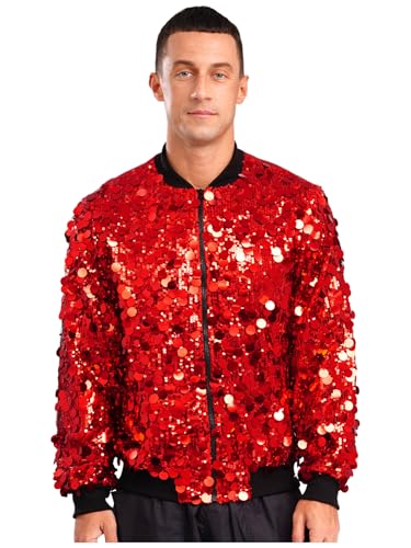 iEFiEL Herren Glitzer Pailletten Jacke Bomberjacke Reißverschluß Baseball Jacke Hip Hop Sweatjacke Langarm Sportanzug Nachtclubs Rot 3XL iEFiEL Herren Glitzer Pailletten Jacke Bomberjacke Reißverschluß Baseball Jacke Hip Hop Sweatjacke Langarm Sportanzug Nachtclubs Rot 3XL von iEFiEL