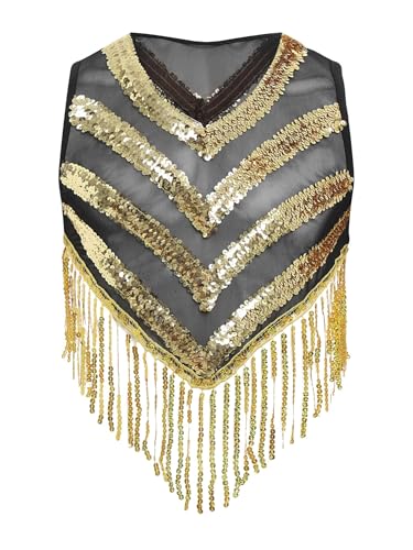 iEFiEL Herren Glitzer Pailletten Tank Top V-ausschnitt Ärmellos Crop Top mit Quaste Disco Tanztop Rave Party Clubwear Karnevalskostüm Gold XL iEFiEL Herren Glitzer Pailletten Tank Top V-ausschnitt Ärmellos Crop Top mit Quaste Disco Tanztop Rave Party Clubwear Karnevalskostüm Gold XL von iEFiEL
