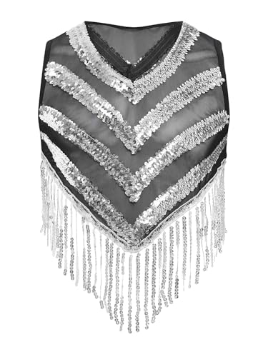 iEFiEL Herren Glitzer Pailletten Tank Top V-ausschnitt Ärmellos Crop Top mit Quaste Disco Tanztop Rave Party Clubwear Karnevalskostüm Silber 3XL iEFiEL Herren Glitzer Pailletten Tank Top V-ausschnitt Ärmellos Crop Top mit Quaste Disco Tanztop Rave Party Clubwear Karnevalskostüm Silber 3XL von iEFiEL