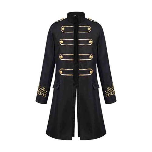 iEFiEL Herren Gothic Steampunk Mantel mit Bestickten Manschetten Vintage Mantel Mittelalter Gehrock Jacke Halloween Cosplay Karneval Fasching Schwarz 3XL iEFiEL Herren Gothic Steampunk Mantel mit Bestickten Manschetten Vintage Mantel Mittelalter Gehrock Jacke Halloween Cosplay Karneval Fasching Schwarz 3XL von iEFiEL