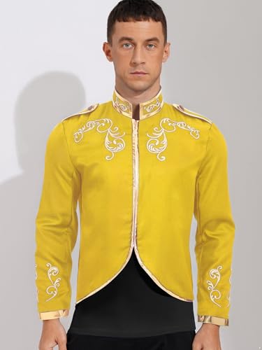 iEFiEL Herren Mittelalterlich Renaissance Kostüm Viktorianisch Königlich Palast Prinz Jacke Stand Kragen Bestickt Uniform Faschingskostüm Gelb XXL iEFiEL Herren Mittelalterlich Renaissance Kostüm Viktorianisch Königlich Palast Prinz Jacke Stand Kragen Bestickt Uniform Faschingskostüm Gelb XXL von iEFiEL