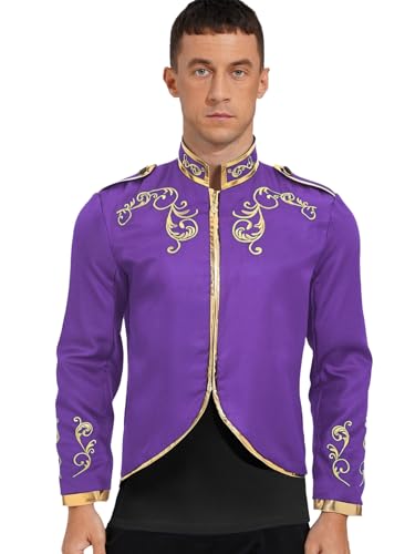 iEFiEL Herren Mittelalterlich Renaissance Kostüm Viktorianisch Königlich Palast Prinz Jacke Stand Kragen Bestickt Uniform Faschingskostüm Violett 3XL iEFiEL Herren Mittelalterlich Renaissance Kostüm Viktorianisch Königlich Palast Prinz Jacke Stand Kragen Bestickt Uniform Faschingskostüm Violett 3XL von iEFiEL