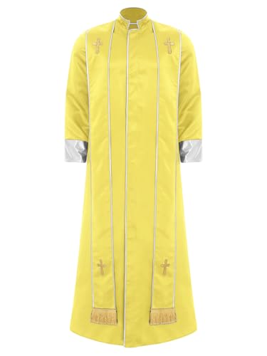 iEFiEL Herren Muslimisches Robe Lang Arabisch Dubai Kostüm mit Stehkragen Halsumfang Kirche Langarm Robe Halloween Cosplay Karneval Kostüm Gelb XL iEFiEL Herren Muslimisches Robe Lang Arabisch Dubai Kostüm mit Stehkragen Halsumfang Kirche Langarm Robe Halloween Cosplay Karneval Kostüm Gelb XL von iEFiEL
