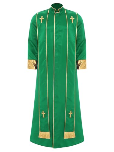 iEFiEL Herren Muslimisches Robe Lang Arabisch Dubai Kostüm mit Stehkragen Halsumfang Kirche Langarm Robe Halloween Cosplay Karneval Kostüm Grün XXL iEFiEL Herren Muslimisches Robe Lang Arabisch Dubai Kostüm mit Stehkragen Halsumfang Kirche Langarm Robe Halloween Cosplay Karneval Kostüm Grün XXL von iEFiEL