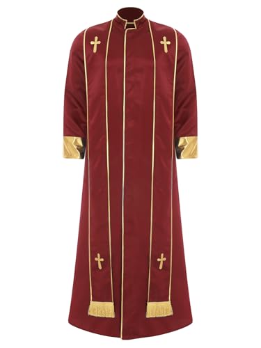 iEFiEL Herren Muslimisches Robe Lang Arabisch Dubai Kostüm mit Stehkragen Halsumfang Kirche Langarm Robe Halloween Cosplay Karneval Kostüm Rot M iEFiEL Herren Muslimisches Robe Lang Arabisch Dubai Kostüm mit Stehkragen Halsumfang Kirche Langarm Robe Halloween Cosplay Karneval Kostüm Rot M von iEFiEL