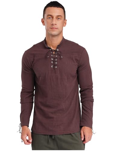 iEFiEL Herren Sommerhemd Piratenrenaissance Top Mittelalterlicher Wikinger Bluse Retro Langarmiges Hemd Halloween Kostüm Cosplay Kaffee XXL iEFiEL Herren Sommerhemd Piratenrenaissance Top Mittelalterlicher Wikinger Bluse Retro Langarmiges Hemd Halloween Kostüm Cosplay Kaffee XXL von iEFiEL