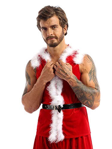 iEFiEL Herren Weihnachtsmann Kostüm Nikolauskostüm Samt Weste mit Kapuze Jäckchen Top & Shorts Weihnachtskostüm mit Ledergürtel Rot Set XL iEFiEL Herren Weihnachtsmann Kostüm Nikolauskostüm Samt Weste mit Kapuze Jäckchen Top & Shorts Weihnachtskostüm mit Ledergürtel Rot Set XL von iEFiEL