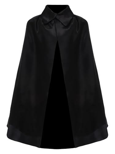 iEFiEL Jungen Zauberer Cape Revers Druckknopf Umhang Cape Zauberer Robe für Halloween Party Schwarz One Size von iEFiEL