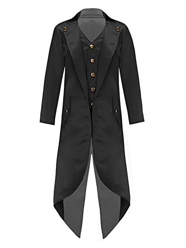 iEFiEL Kinder Jungen Mittelalter Kostüm Steampunk Frack Mantel Vintage Jacke Viktorianischen Halloween Karneval Fasching Kostüm Smoking Schwarz 134-140 iEFiEL Kinder Jungen Mittelalter Kostüm Steampunk Frack Mantel Vintage Jacke Viktorianischen Halloween Karneval Fasching Kostüm Smoking Schwarz 134-140 von iEFiEL
