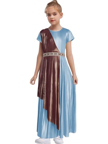 iEFiEL Mädchen Griechische Göttin Kostüm Vintage Robe Kurzarm Kleid Römer Kostüm Halloween Cosplay Karnevalkostüm Himmelblau 158-164 iEFiEL Mädchen Griechische Göttin Kostüm Vintage Robe Kurzarm Kleid Römer Kostüm Halloween Cosplay Karnevalkostüm Himmelblau 158-164 von iEFiEL
