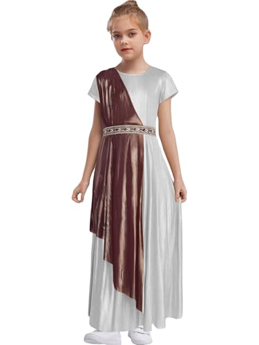 iEFiEL Mädchen Griechische Göttin Kostüm Vintage Robe Kurzarm Kleid Römer Kostüm Halloween Cosplay Karnevalkostüm Silber 146-152 iEFiEL Mädchen Griechische Göttin Kostüm Vintage Robe Kurzarm Kleid Römer Kostüm Halloween Cosplay Karnevalkostüm Silber 146-152 von iEFiEL