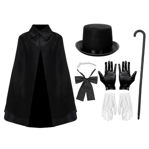 iEFiEL Magier Gentleman Kostüm Set Zylinder Hut Fliege Handschuhe Blumenstab Bühne Performance Requisiten Geben Sie L ein One Size von iEFiEL
