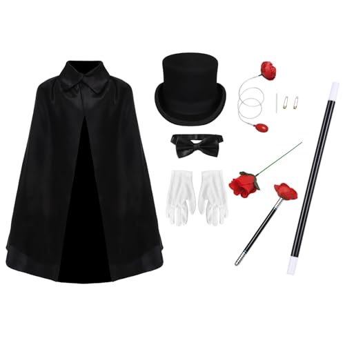 iEFiEL Magier Gentleman Kostüm Set Zylinder Hut Fliege Handschuhe Blumenstab Bühne Performance Requisiten Typ J One Size von iEFiEL