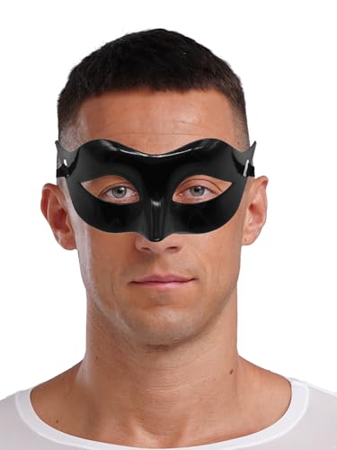 iEFiEL Metallisch Glänzende Halbe Gesichtsmaske Mechanische Schnürung Masken Für Nachtclub Mardi Gras Schwarz Einheitsgröße von iEFiEL