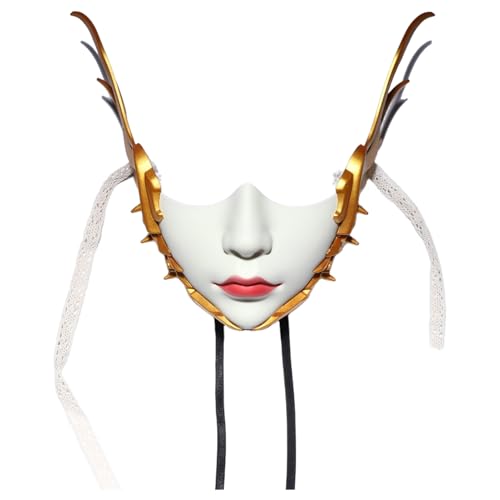 iEFiEL Schönheit Cyborg Maske Maskerade Halbgesichtsbedeckung Mit Flügel Deko Für Halloween Cosplay Party Gold 2 Einheitsgröße von iEFiEL