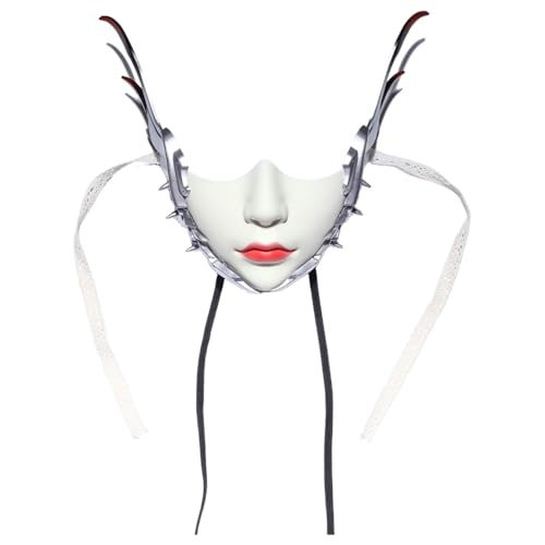 iEFiEL Schönheit Cyborg Maske Maskerade Halbgesichtsbedeckung Mit Flügel Deko Für Halloween Cosplay Party Schwarz Rot 2 Einheitsgröße von iEFiEL