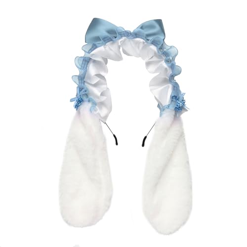 iEFiEL Süße Kaninchenohren Stirnband Lolita Spitze Clips Kopfbedeckung Lolita Haarschmuck Blau 3 One Size iEFiEL Süße Kaninchenohren Stirnband Lolita Spitze Clips Kopfbedeckung Lolita Haarschmuck Blau 3 One Size von iEFiEL