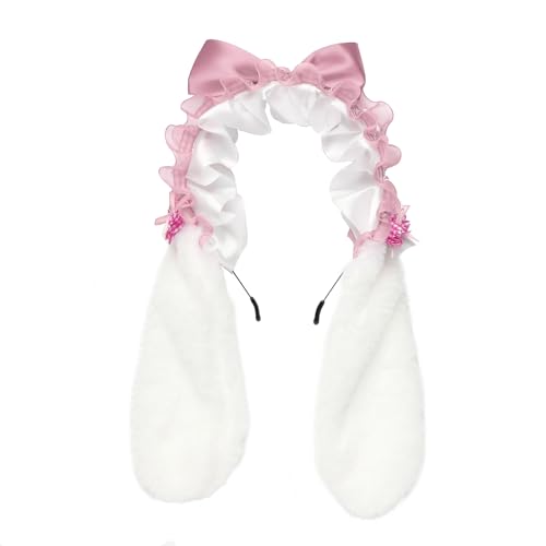 iEFiEL Süße Kaninchenohren Stirnband Lolita Spitze Clips Kopfbedeckung Lolita Haarschmuck Rosa 3 One Size iEFiEL Süße Kaninchenohren Stirnband Lolita Spitze Clips Kopfbedeckung Lolita Haarschmuck Rosa 3 One Size von iEFiEL