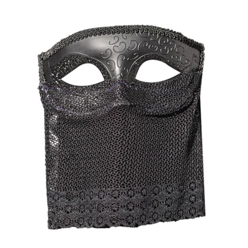iEFiEL Venezianische Maskerade Maske mit Schleier Retro Karnevalsmasken Cosplay Halbgesichts Abdeckung für Fasching Performance Schwarz A One Size von iEFiEL